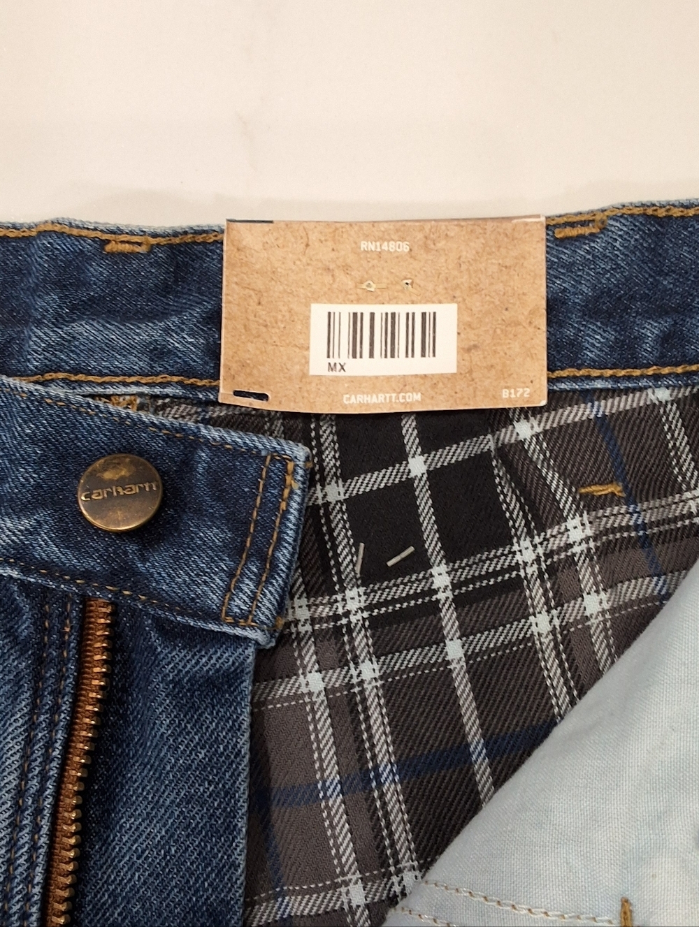 Carhartt NWT~Mens Relaxed Straight Fit Flannel Lined Jean~Dark Wash Denim~32X36 - Picture 5 of 11